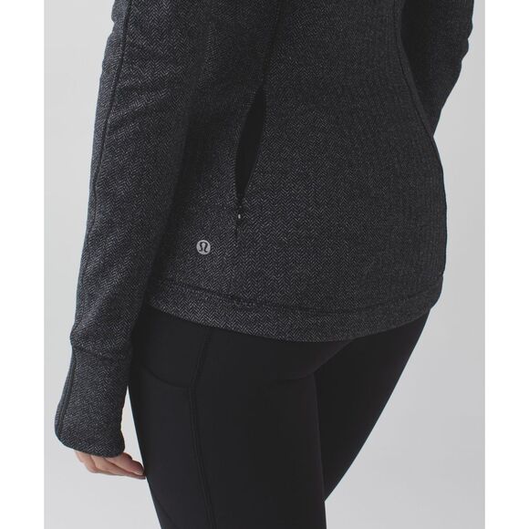 Lululemon Runderful Long Sleeve | Heathered Herringbone Black Rulu Top Sz 6- EUC - Picture 2 of 12